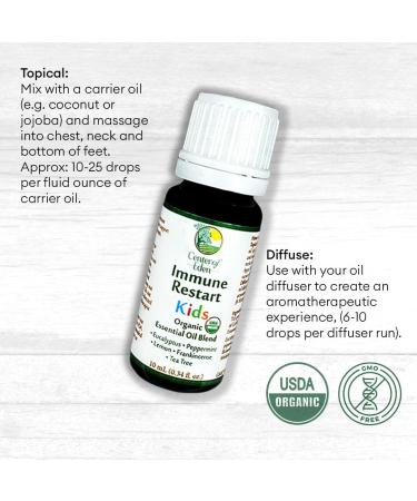 Immune Restart Kids - Organic Essential Oil Blend for Immune Support | 100% Pure Therapeutic Grade Non-GMO Eucalyptus Peppermint Tea Tree Lemon Frankincense - Buy Online on GoSupps.com