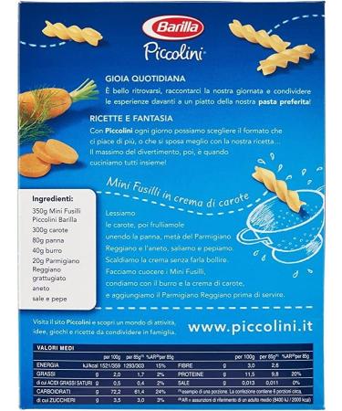 5x Pasta Barilla Piccolini mini Fusilli noedels 500 g pack Italiaanse pasta - Buy Online on GoSupps.com