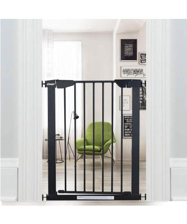 WAOWAO Narrow Baby Gate Easy Walk Thru Pressure/Hardware Mount Auto Close Black Metal Child Dog Pet Safety Gates 29.13in Tall for Top of Stairs,Doorways,Kitchen and Living Room 2 (Black-25.59"-28.35") Black 25.59-28.35 Inch (Pack of 1)