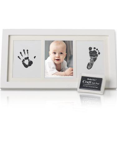 Beautiful Baby Handprint Kit & Footprint Photo Frame for Newborn Girls and Boys Unique Baby Shower Gifts Set for Registry Memorable Keepsake Box Decorations for Room Wall or Nursery Decor