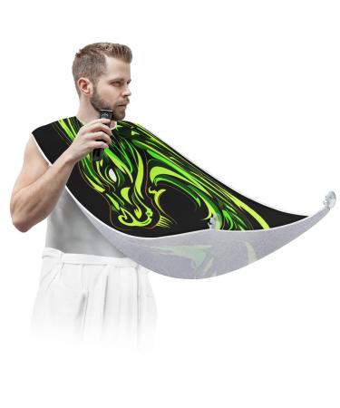 Beard Bib Apron Fire Dragon Beard Hair Catcher for Men Shaving Fathers Day Anniversary Christmas Gifts for Dad Husband Beard Bib with 2 Suction Cups
