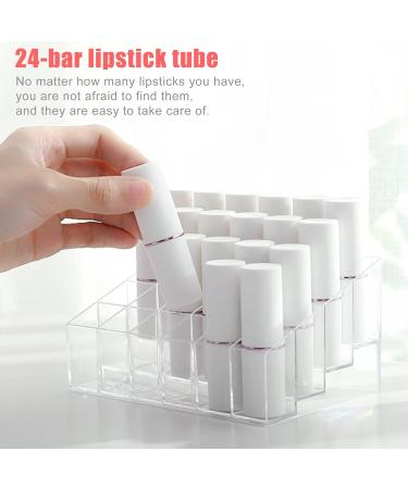 Yaxidaever 24 Slots Lipstick Storage Organizer - Acrylic Display Stand for Lipsticks - Elegant White Cosmetic Holder - Buy Online on GoSupps.com