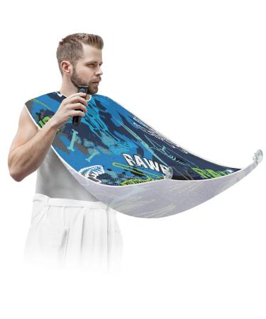 Dinosaur Bones Pattern Beard Bib Apron Beard Bib Hair Catcher for Men Shaving and Trimming Non-Stick Waterproof Beard Cape Grooming Cloth with 2 Suction Cups Gifts for Men
