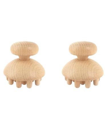 Pyatofly 2 x Wooden Mushroom Shape Therapy Massager Massager Anti Cellulite Fascia Massage Roller