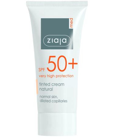 Ziaja Med Spf 50+ Tinted Cream Natural / Normal Skin Dilated Capillaries 50Ml