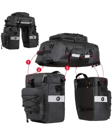 Rhinowalk 3 in 1 Bike Pannier Bag Set - Professional Cycling Accessories - Black - Buy Online on GoSupps.com