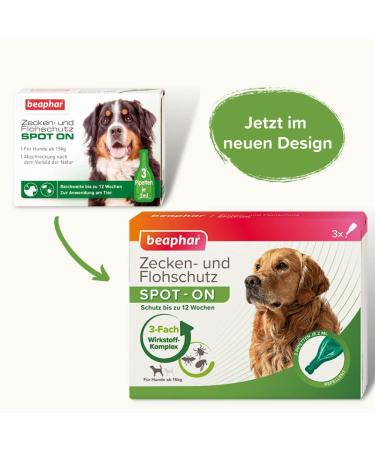 Beaphar Tick & Flea Spot-On for Dogs Over 15kg | 3x2ml Pipets | Protects Against Fleas Ticks & Mosquitoes - 12 Weeks of Immediate Defense - Buy Online on GoSupps.com