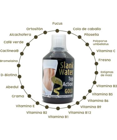 Espadiet Slank Water Top Action Gold with Fucus - Minerals Vitamins Polyporus Umbellatus and Cactinea - Draining and Lymphatic Activator - Elimination of Liquid and Toxins - Bottle with 500 ml - Buy Online on GoSupps.com