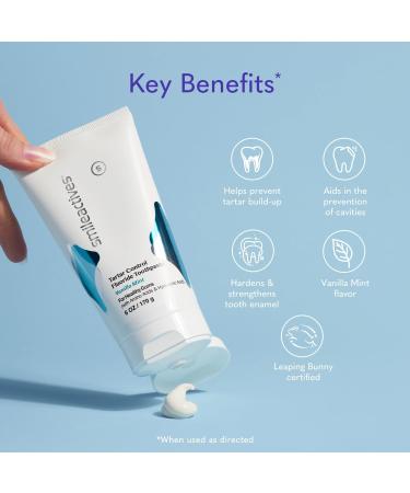 Smileactives Tartar Control Fluoride Toothpaste - Teeth Whitening Gum Health & Cavity Repair - Vanilla Mint Flavor - 6 oz - Buy Online on GoSupps.com
