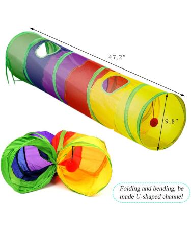 Andiker Cat Tunnel: Collapsible Pet Tube Toy for Indoor/Outdoor Fun - 2 Hole Design with Fun Ball - 25 * 120cm - Buy Online on GoSupps.com