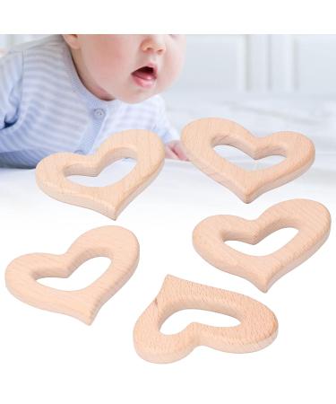5Pcs DIY Heart Shaped Wooden Baby Teether Toys - Kids Toy Necklace Pendant Craft Accessory - Buy Online on GoSupps.com