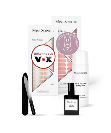 Original Miss Sophie Starterset I self-adhesive nail foils in nude baby boomer & sugar babe i No splashing i long stop i fast & simple application i premium nail polish foil starter set (nude baby boomer & sugar babe)