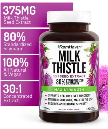 FarmHaven Milk Thistle Capsules 11250mg | 30X Concentrated Seed Extract & 80% Silymarin | Supports Liver Function | 120 Veggie Capsules - Buy Online on GoSupps.com