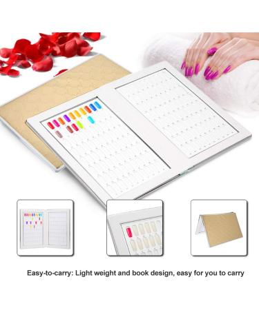 HOHXFYP Nail Display Book Reusable Nail Gel Colour Paper with 160 Compartments Nail Polish Colour Display Book for Professionals and DIY Enthusiasts (Gold) - Buy Online on GoSupps.com