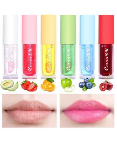 6 Pcs Fruity Color Changing Lip Gloss lipstick  Pink Magic Mood Lip Oil Tinted   High-Shine Clear Temperature Color Change Lip Stain Lip Balm  Longlasting Lips Will Not Dry Out brillo para los labios 6 Count (Pack of 1) ...