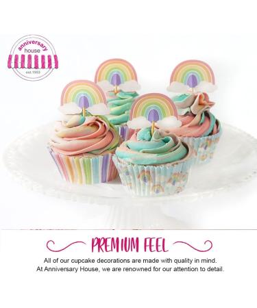 Anniversary House Rainbow Cupcake Decoration Kit 75 Cupcake Cases and 12 Toppers Cupcake Box 6 Hole with Window Rainbow Cake Toppers Pastel Rainbow Party Decorations AMZ013 - Buy Online on GoSupps.com