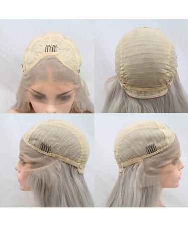 Xiweiya Long Hair Silver Platinum Blonde Lace Front Wig Synthetic Ash Blonde Lace Front Wig for Natural Look - Buy Online on GoSupps.com
