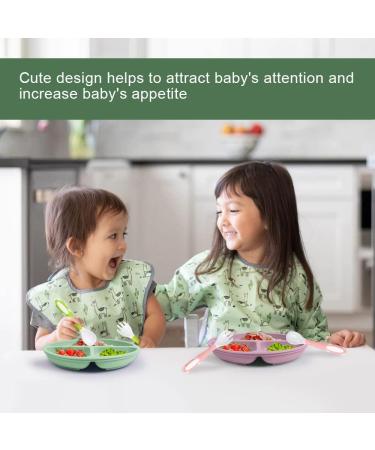 Vicloon 3Pcs Silicone Baby Suction Plates - Non Slip Divided Dishes for Toddler Self Feeding - Fits Most Highchairs - Green/Pink/Beige - Buy Online on GoSupps.com