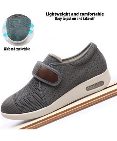 JBTNBX Mens Diabetic Shoes - Breathable Mesh Air Cushion Walking Sneakers - Adjustable Closure for Plantar Fasciitis Arthritis - Gray Size 8 - Buy Online on GoSupps.com