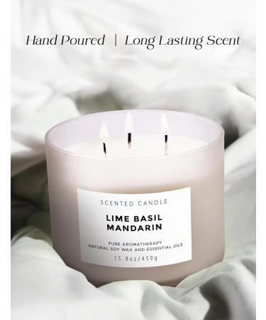 Lime Basil Mandarin 3 Wick Scented Candle | Large Aromatherapy Soy Candle for Home | Unisex Fresh Fragrance | Clean Burning 15.8 oz Candle - Buy Online on GoSupps.com