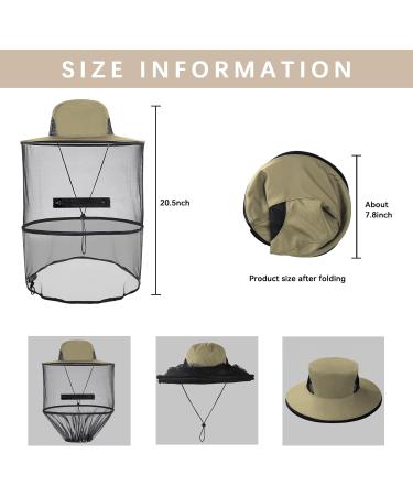 Mosquito Hat with Removable Netting | Midge Head Net for Outdoor Activities - Dark Beige - Buy Online on GoSupps.com