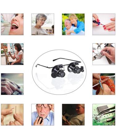 Magnifying Glass Headband with 2 LED Light 20X Handsfree Headset Head Mounted Magnifying Glasses for Reading Electronic Repair Jewelry Sewing - Buy Online on GoSupps.com