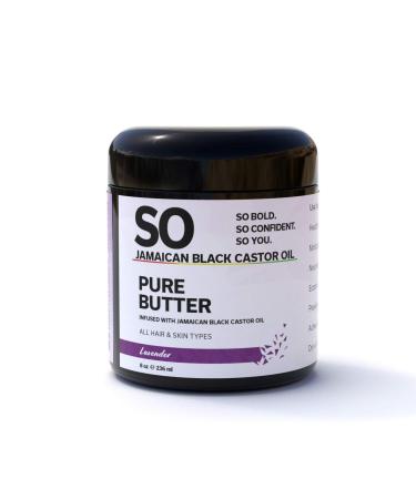 SO Jamaican Black Castor Oil Pure Butter | Lavender | Made From 100% Pure Jamaican Black Castor Oil and Aromatic  Natural Nurturing Lavender Essential Oil For all type Skin & Hair for Men & Women 8 Oz SO Jamaican Black C...