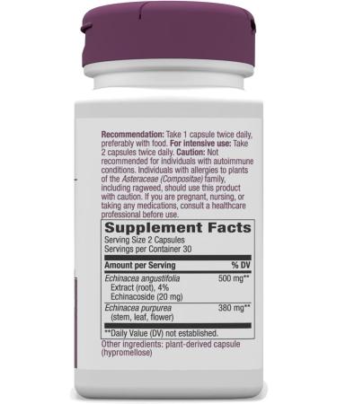 Nature's Way Echinacea 500mg - 60 Vegan Capsules for Immune Support - Buy Online on GoSupps.com