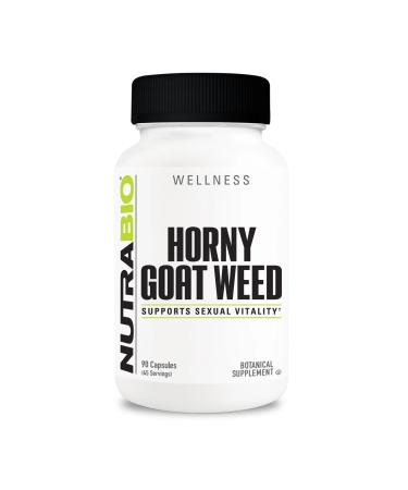 NutraBio Horny Goat Weed Extract Supplement 500mg - for Both Men and Women Helps Support Energy and Vitality 90 Vegetable Capsules 90 Count (Pack of 1)