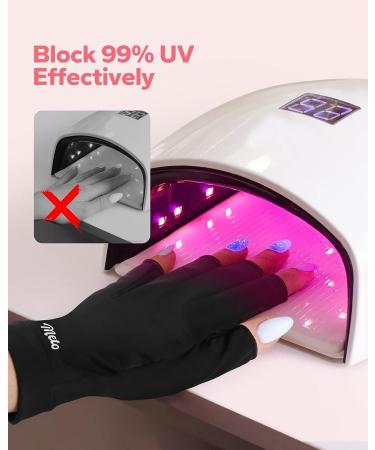Meto UV Nail Gloves - UPF50+ Professional Fingerless UV Light Gloves for Gel Nails and Skin Protection (Black) - Buy Online on GoSupps.com