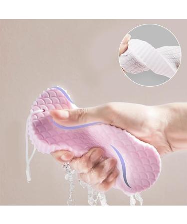 RQUTI 2022 Super Soft Exfoliating Bath Sponge | Body Scrubber for Women | Reusable 3D Body Sponge for Adults & Toddlers (Pink + White) - Buy Online on GoSupps.com