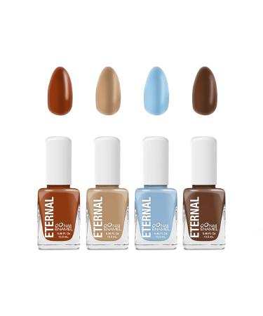 Eternal Collection – 4 Piece Set: Long Lasting, Quick Dry, Mirror Shine Nail Polish Set – Hardener, Bright and Shiny Finish - 0.46 Fluid Ounces Each (Cote D' Azur)