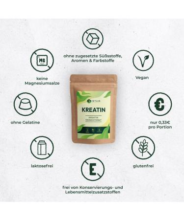 Buy Vetain Premium Creatine Monohydrate Powder 250g - Pure Vegan Ultra-Fine Laboratory Tested - High-Dose Energy Boost - Buy Online on GoSupps.com