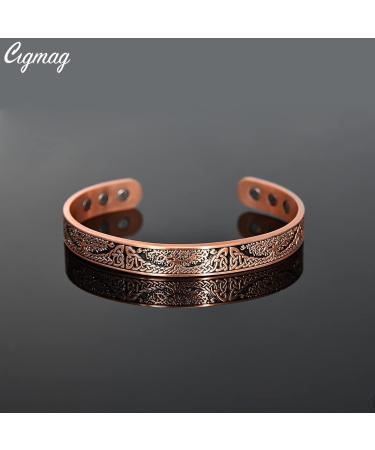 Cigmag 9X Lymphatic Drainage Copper Magnetic Bracelet for Women - Tree of Life Pattern | Adjustable Ultra Strength Magnet | 99% Pure Copper | Gift Box Included - Buy Online on GoSupps.com