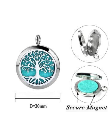 Aromatherapy Essential Oil Diffuser Necklace - Tree of Life Stainless Steel Locket Pendant - Buy Online on GoSupps.com
