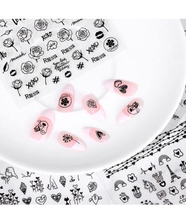 for Acrylic Nails Self-Adhesive Nail Decoration Manicure Nail Art Decals Black Rose Nail Stickers Nail Art(Type 3) - Buy Online on GoSupps.com