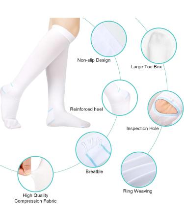 2 Pairs XL Anti-Embolism Stockings 15-20 mmHg for Women & Men - Unisex Ted Hose Socks with Inspect Toe Hole - Buy Online on GoSupps.com