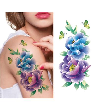 YAKAGO Flower Temporary Tattoos for Women - 21 Sheets of Rose, Cherry, Peony & Peach Blossom Designs | Waterproof Fake Tattoo Stickers for Adult Body Art - Buy Online on GoSupps.com