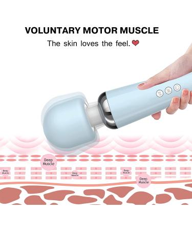 Therapeutic Cordless Wand Massager - 8 Speeds, 20 Vibrating Patterns - USB Rechargeable - Handheld and Powerful - Light Blue - Buy Online on GoSupps.com