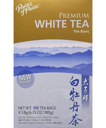 Prince of Peace Premium White Tea, 100 Tea Bags  White Tea Bags  Prince of Peace  White Peony Tea  Camellia Sinensis Tea Bags  Prince of Peace Tea  Premium Grade Tea 100 Count (Pack of 1)