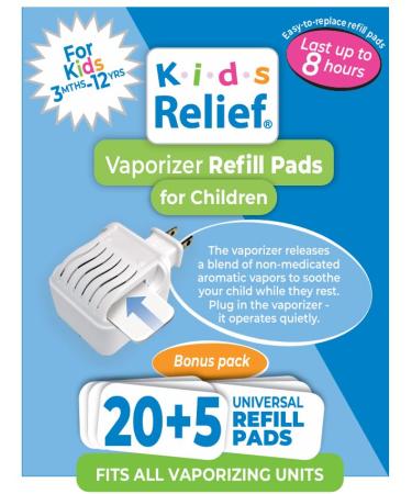 Kids Relief Universal Refill Scent Pads Lavender Menthol & Eucalyptus Vapor Fits All WATERLESS Plug-in Vaporizers Bonus Pack (20 + 5 Free)