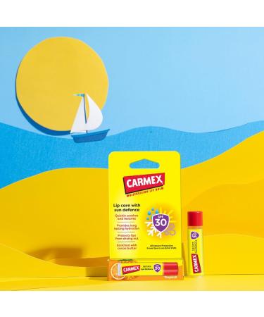  Carmex Carmex Tropical Sun Defense Moisturizing and Soothing Lip Balm with SPF 30 Sun Protection 2-Pack Cocoa Butter - Buy Online on GoSupps.com