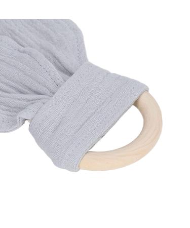 Baby Teething Wooden Ring - Bunny Ears Design Bite-Resistant Cotton Gauze Soothing Teether for Babies (Gray) | International Shipping - Buy Online on GoSupps.com