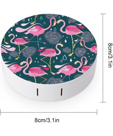 Bright Flowers And Flamingos Round Case For Contact Lens Kit Storage Box with Mirror Printed - Buy Online on GoSupps.com