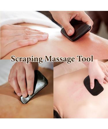 2PCS Black Gua Sha Massage Board- Square Buffalo Horn Material Scrapping Beauty Roller Skin Facial Therapy Beauty Tool for Personal Care - Buy Online on GoSupps.com