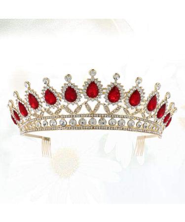 Lurrose Bridal Rhinestone Crown Headpiece - Elegant Red Alloy Hair Accessory for Women & Girls - 1 PC with Comb - Buy Online on GoSupps.com