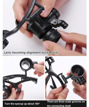 Magnifying Glass Head-Mounted with Light Bracket Magnifier with 2 LEDs Professional Jeweler 's Loupe Light are Interchangeable 8 Replaceable Lenses 2.5X 4X 6X 8X 10X - Buy Online on GoSupps.com