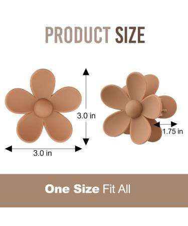 6 Pack Large Flower Hair Claw Clips for Women - 3 Inch Matte Clips - Strong Hold Jaw Clip for Thin, Thick, Curly Hair - 90's Vintage Style - Buy Online on GoSupps.com