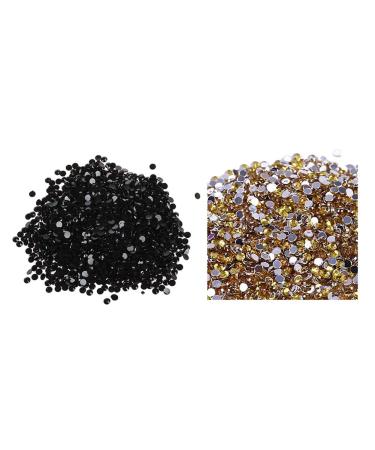 ecaqlin 4000Pcs Crystal Flatback Acrylic Rhinestones Beads Nail Art (Black & Lemon Yellow)