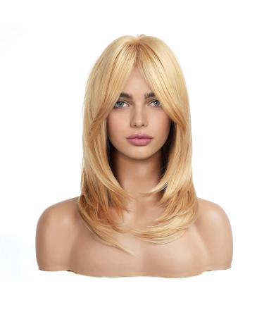 HAIRCUBE Long Golden Blonde Wig for Women - Layered Synthetic Hair Wig with Bangs - Buy Online on GoSupps.com